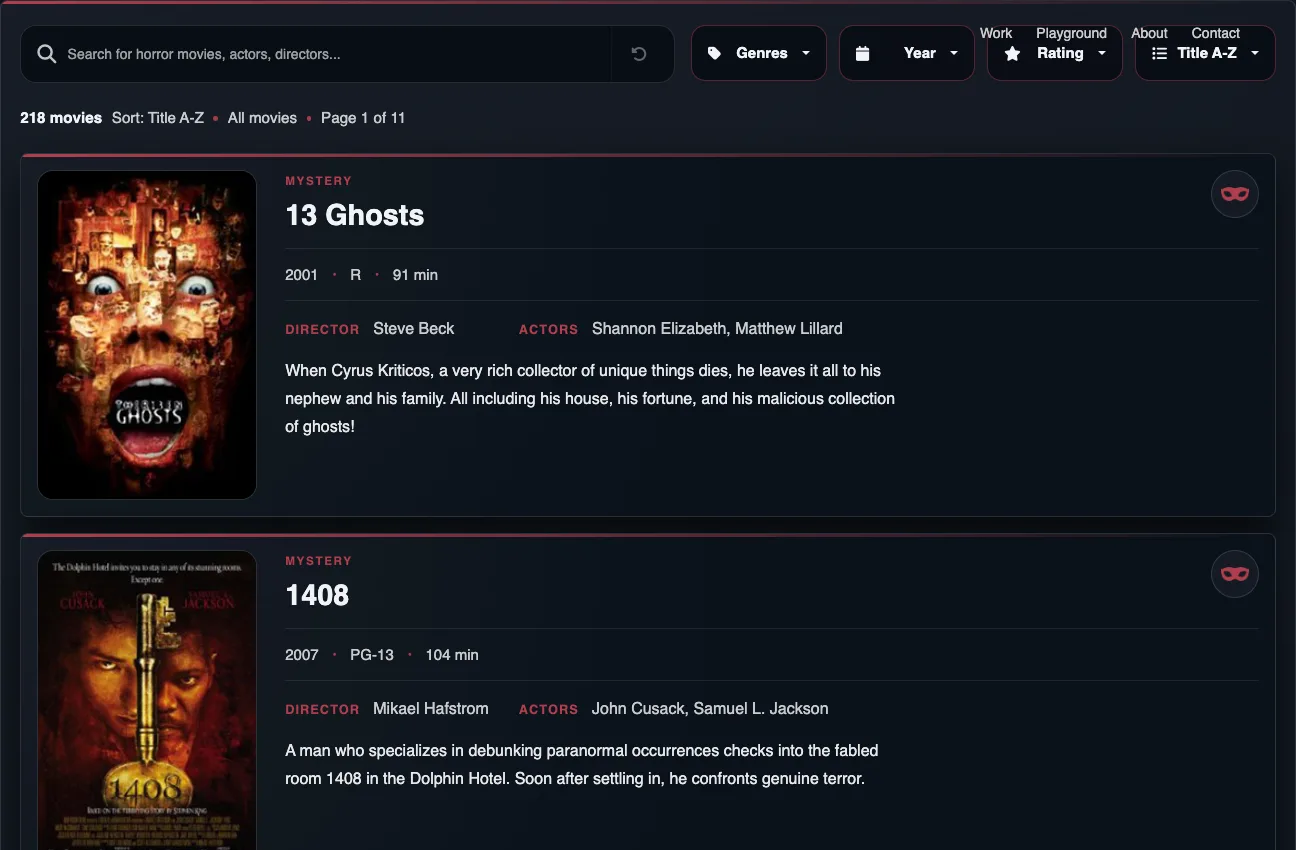 HMDB horror movie browser